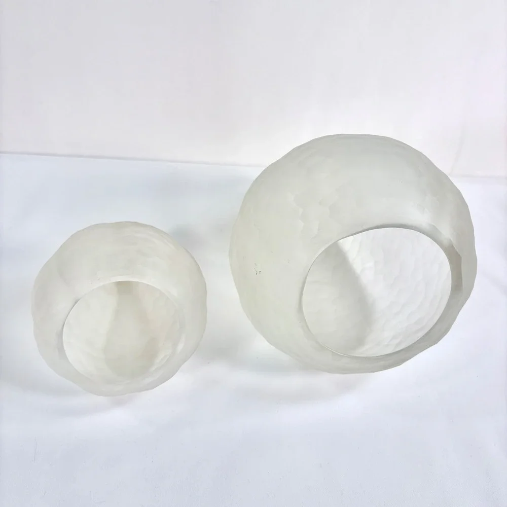 Currey and Company Pear Set Frosted Glass Brass Stems Decorative Sculptures 2pc